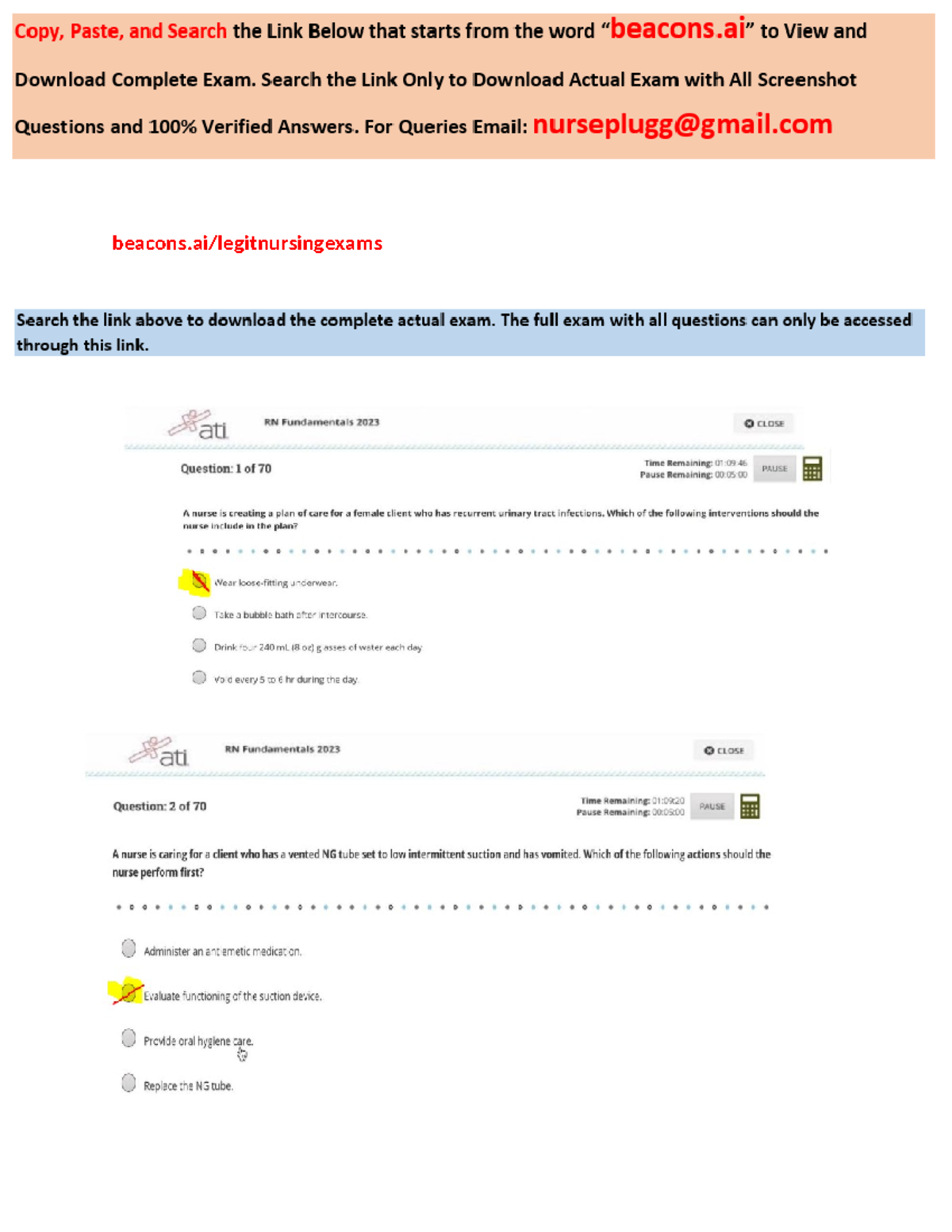 2025 RN ATI Fundamentals Proctored Exam NGN: 70 Questions & Answers ...