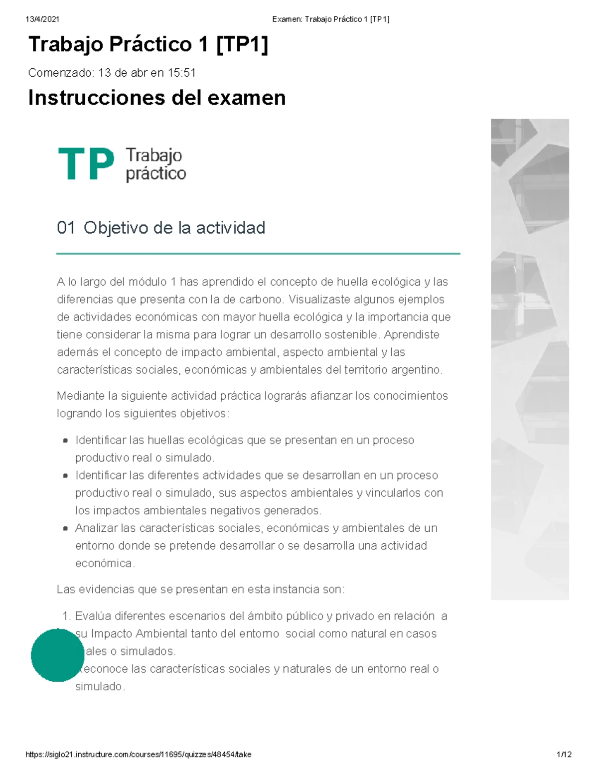 Trabajo Práctico 1 (TP1) sobre Huella Ecológica en EIA II - Studocu