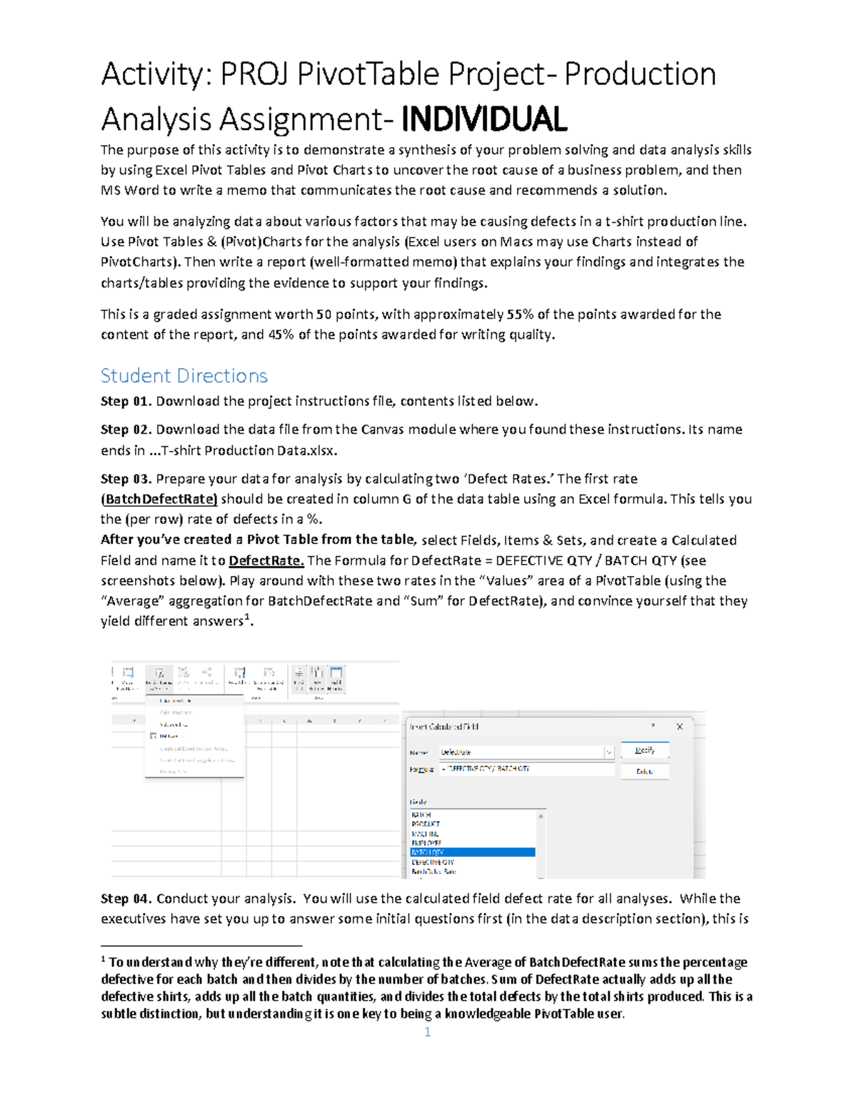 Spring 25 PROJ Pivot Table Analysis - Instructions and Write-up ...