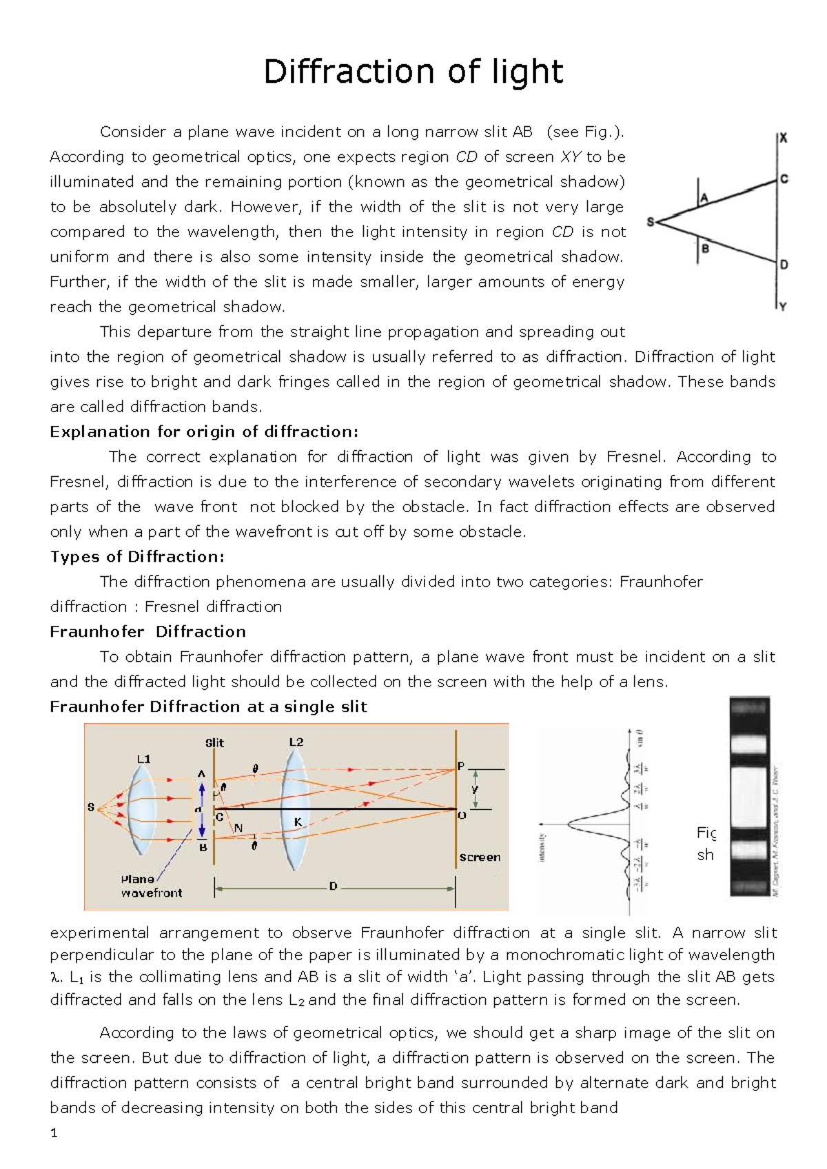 Fraunhofer Diffraction: Understanding Light Behavior (PHYS101) - Studocu