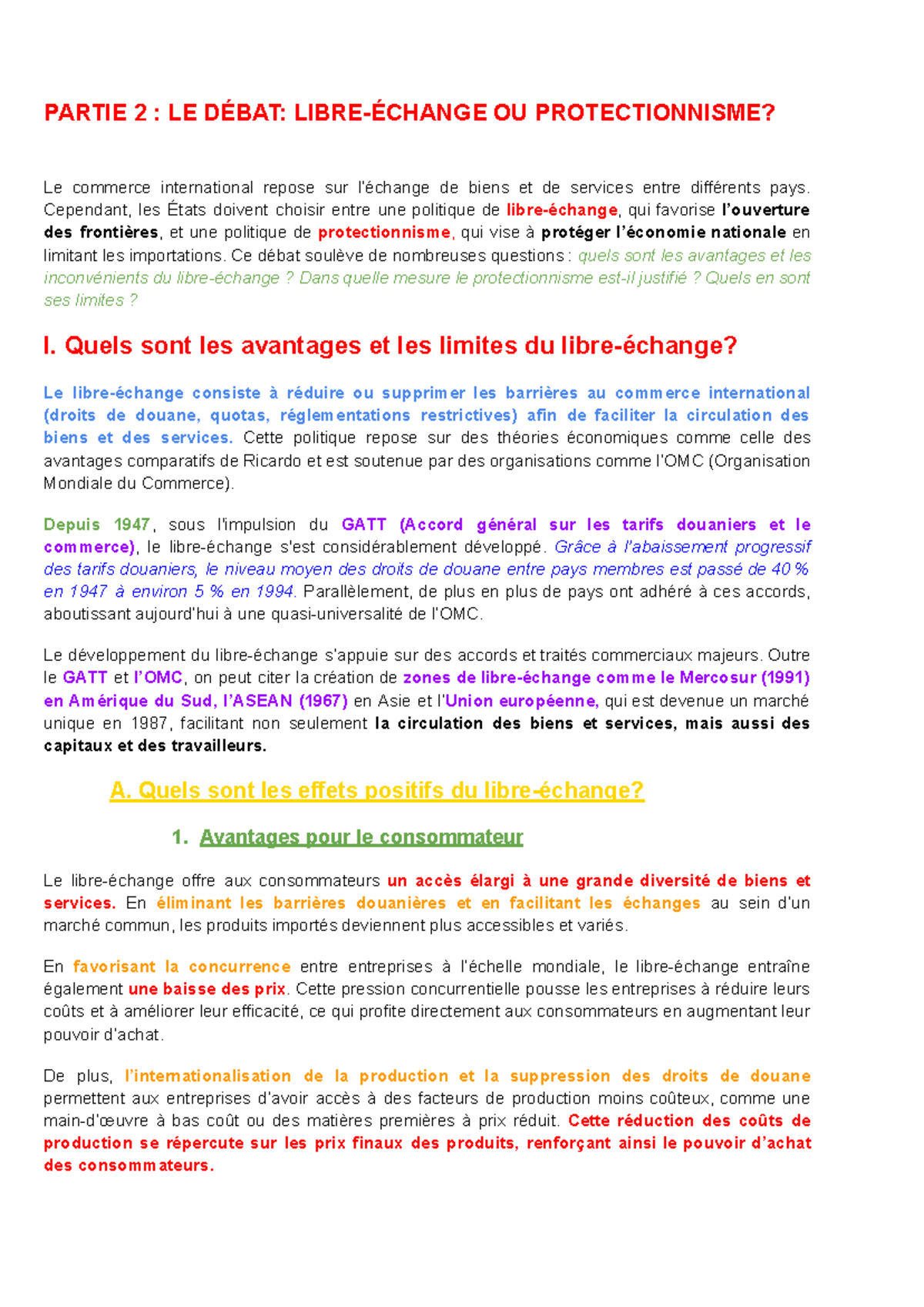 Chapitre 3 : Libre Échange et Protectionnisme - Avantages et Limites ...