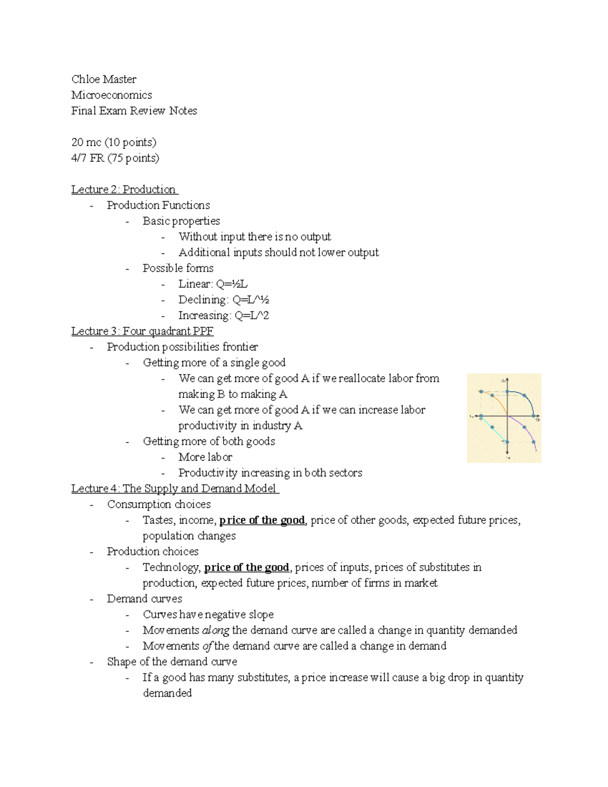 Microeconomics Final Exam Review Notes - Chloe Master - Studocu