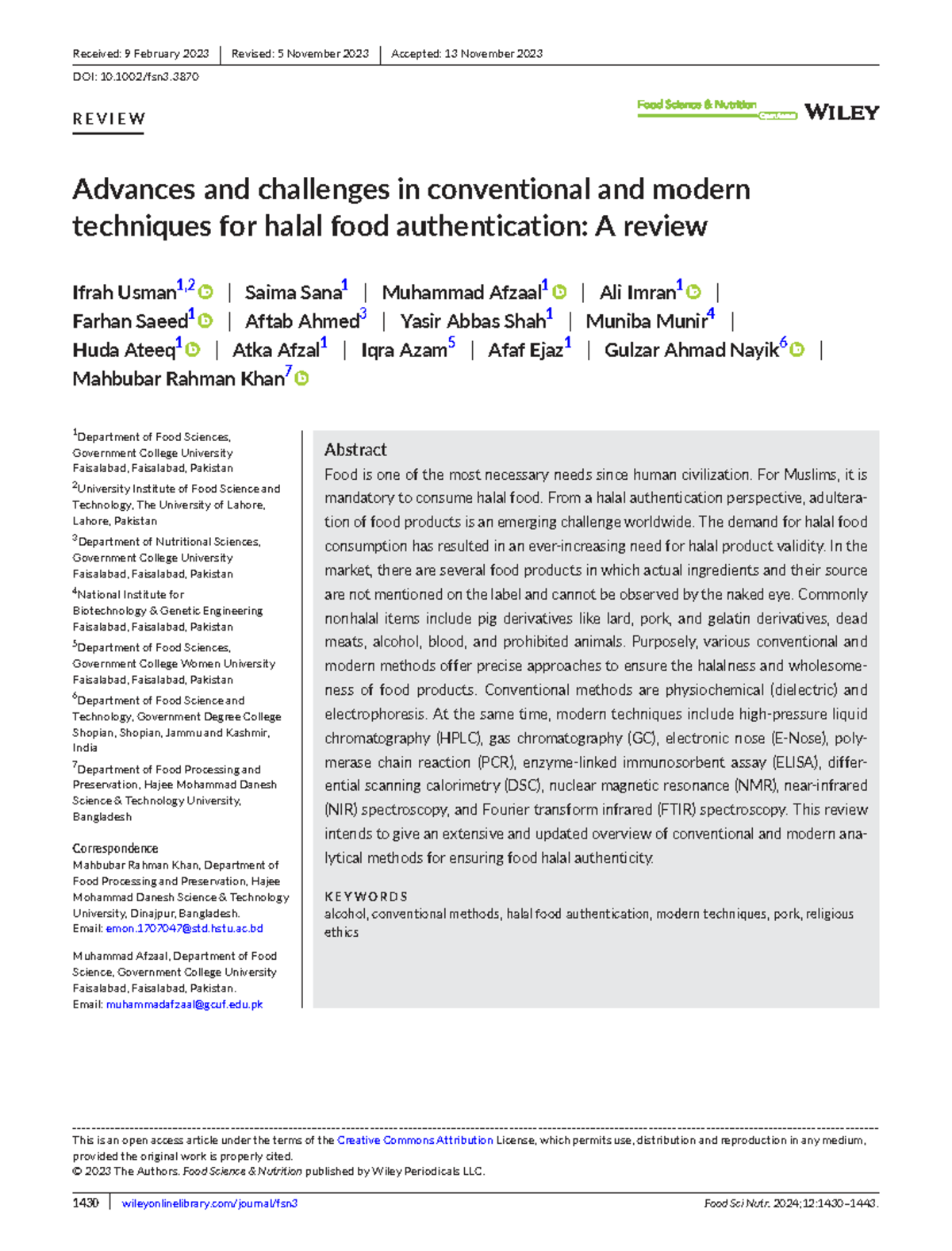 Advances in Halal Food Authentication Techniques: A Comprehensive ...
