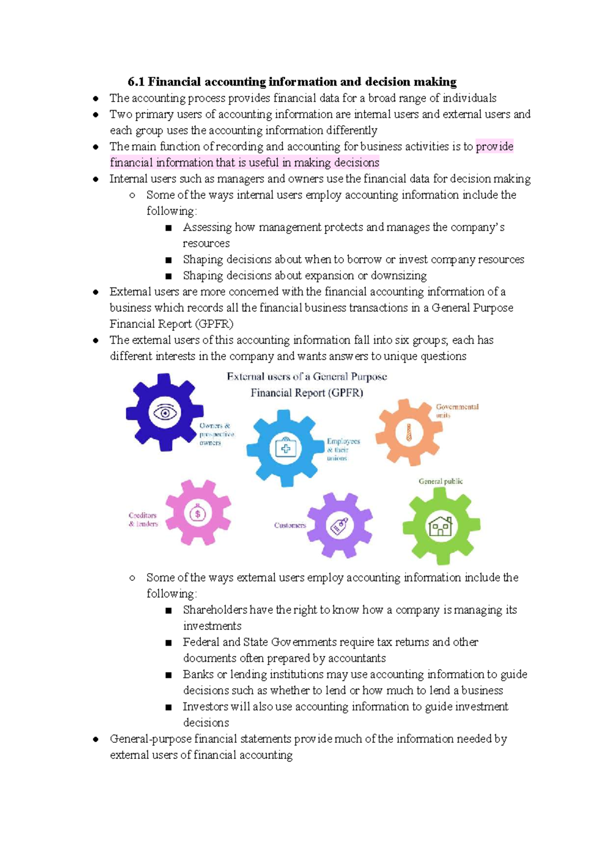 BUSS1030 Module 6: Financial Accounting Info & Decision Making - Studocu