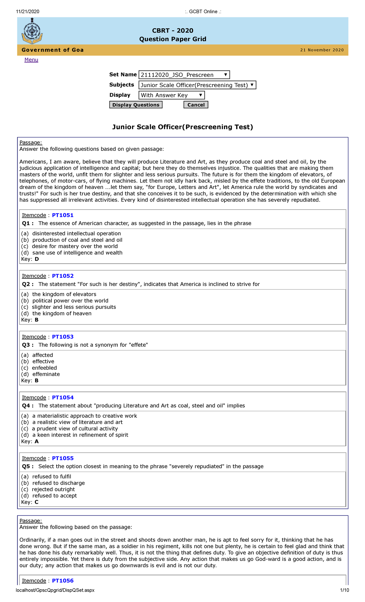 JSO 10 Prescreening Test Questions & Answers - 2020 - Studocu