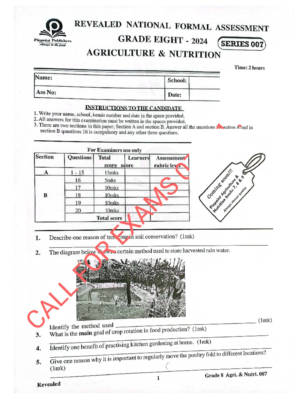 Grade 8 Agric. Nutrition 007 Revealed National Formal Assessment 2024 ...