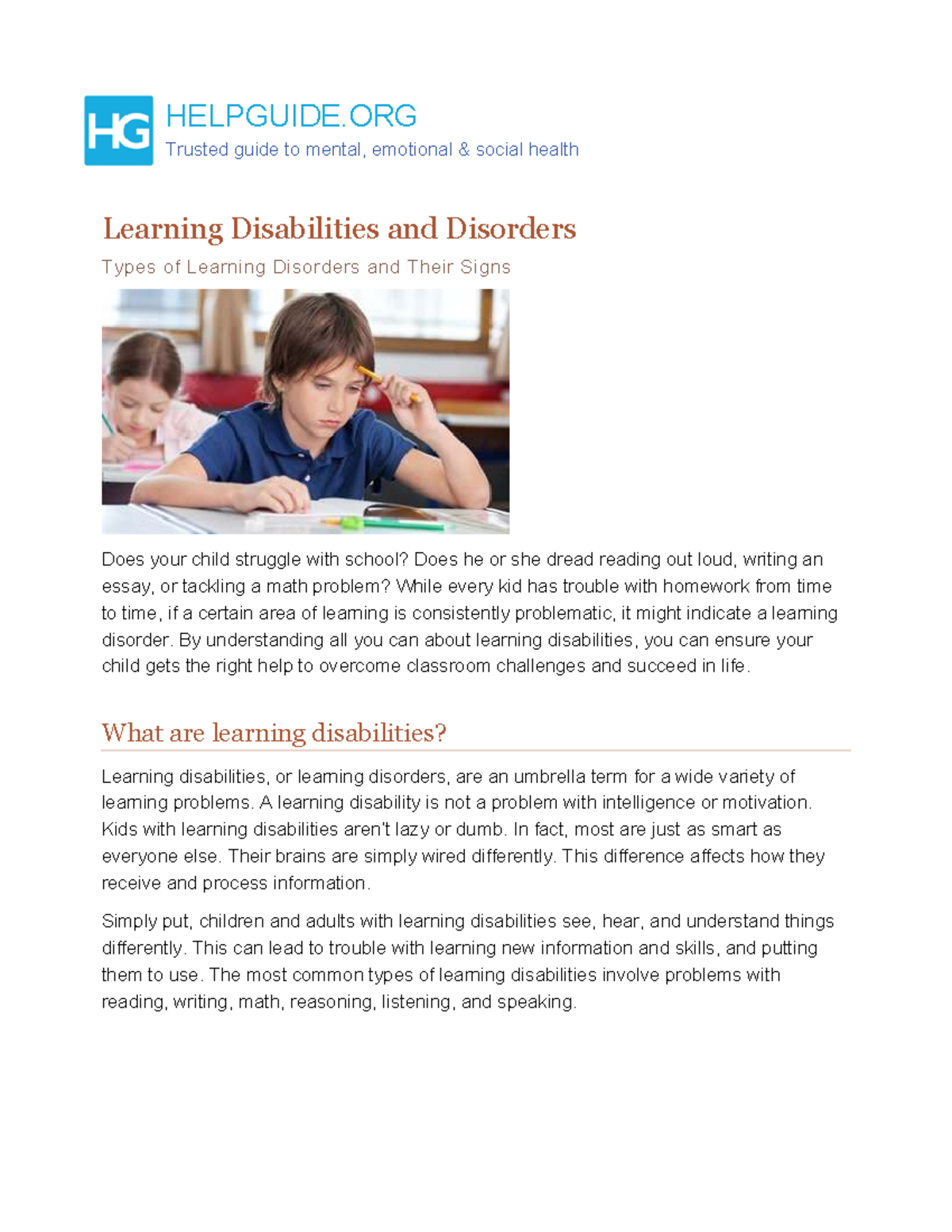 Learning Disabilities and Disorders: Understanding Signs and Support ...