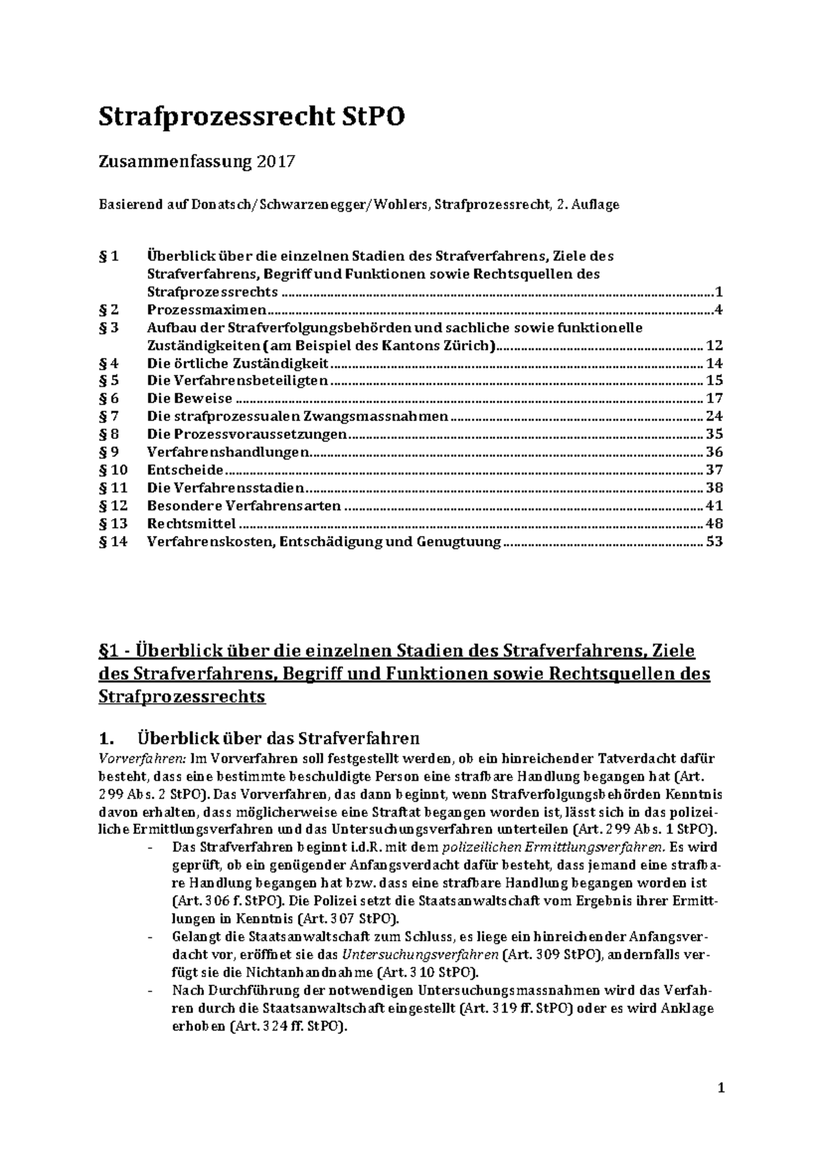 Zusammenfassung StPO - Strafprozessrecht 2 0 auf Strafprozessrecht, 2 ...