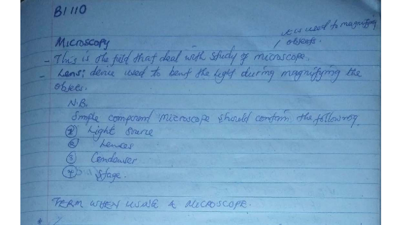 Bio 251211: Microscopy and Cell Biology Notes - Studocu
