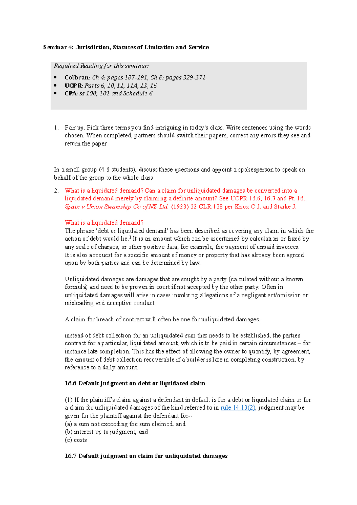 Jurisdiction & Service: Seminar 4 - Legal Framework Overview - Studocu