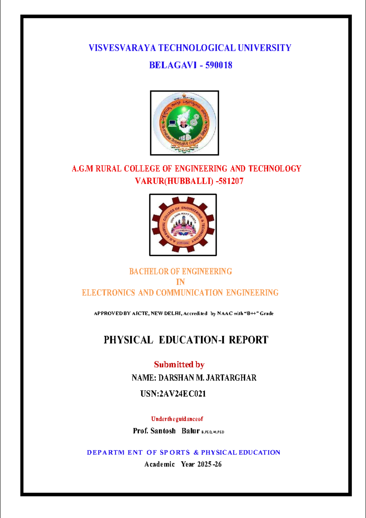 BPEK559 - Physical Education Report for 5th Semester Engineering - Studocu