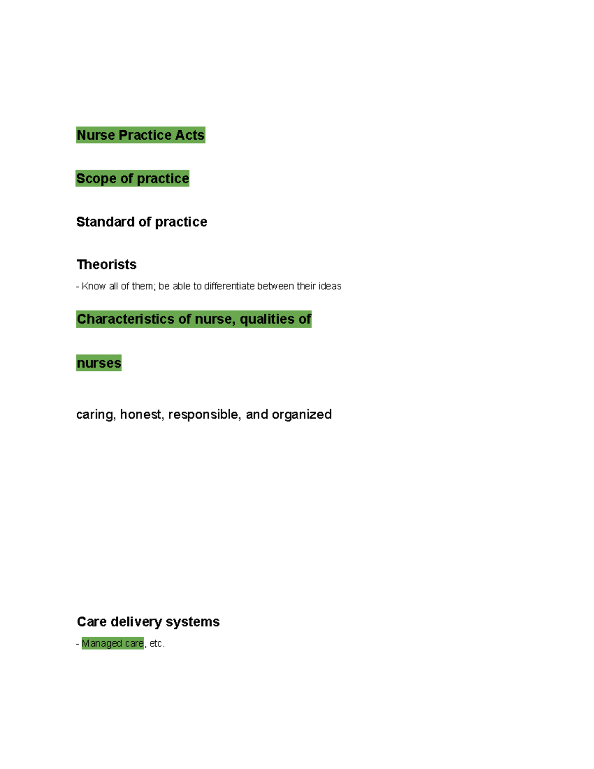 NUR 101 Exam 1 Study Guide: Nursing Practice & Communication Principles ...