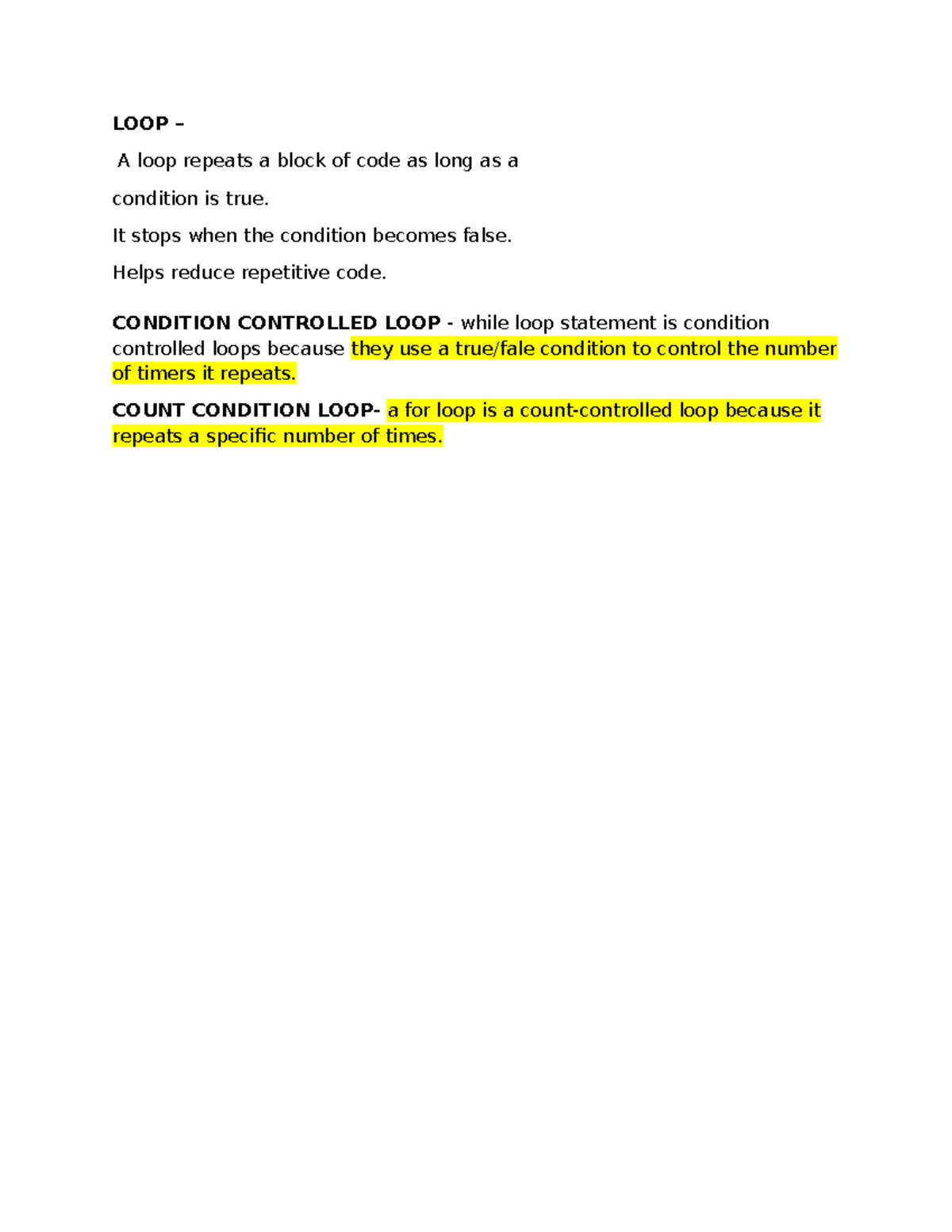 LOOP - ASDSADA - Information Technology - LOOP – A loop repeats a block ...