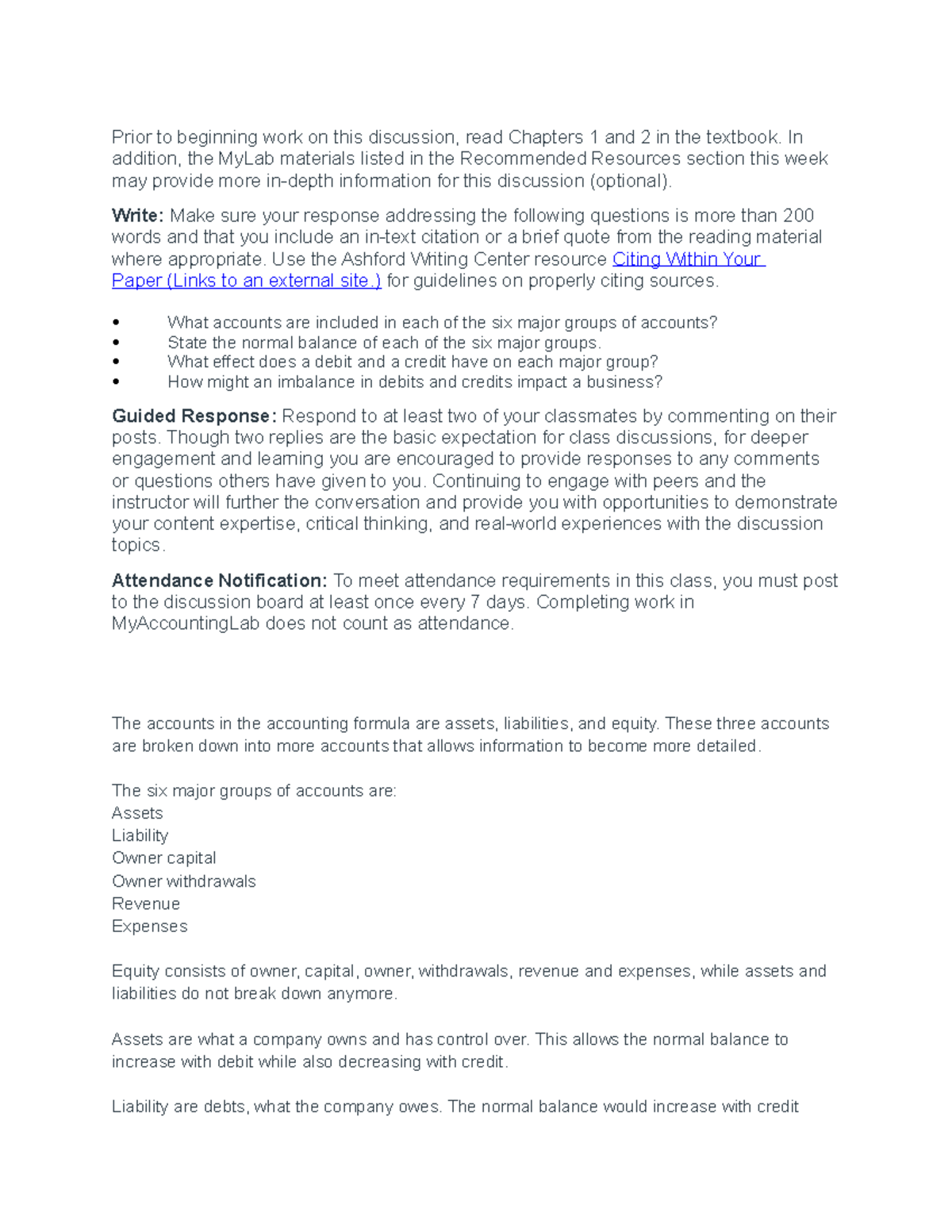 Week 1 Discussion 1 - Prior to beginning work on this discussion, read ...