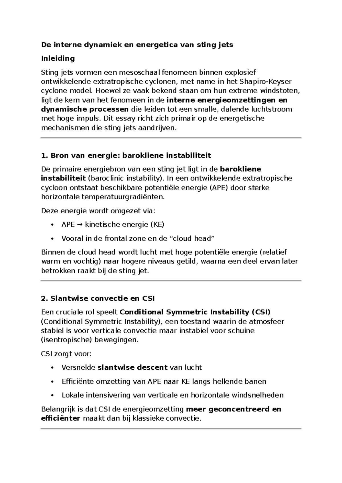 Sting Jet Dynamiek: Energetica en Interne Processen - Studeersnel