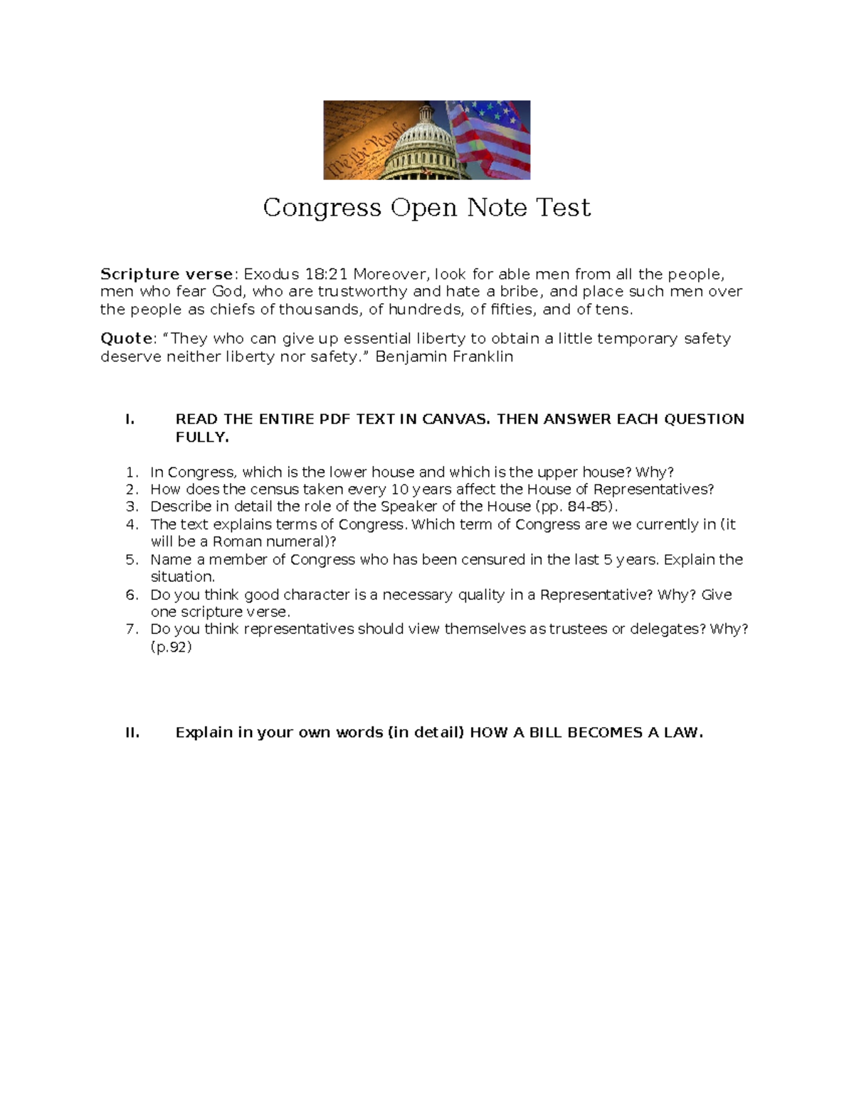 Congress Open Note Test - Key Questions and Insights - Studocu