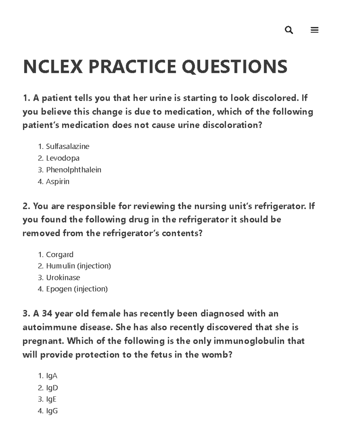 NCLEX Practice Questions: Key Concepts and Answers for Exam Prep - Studocu