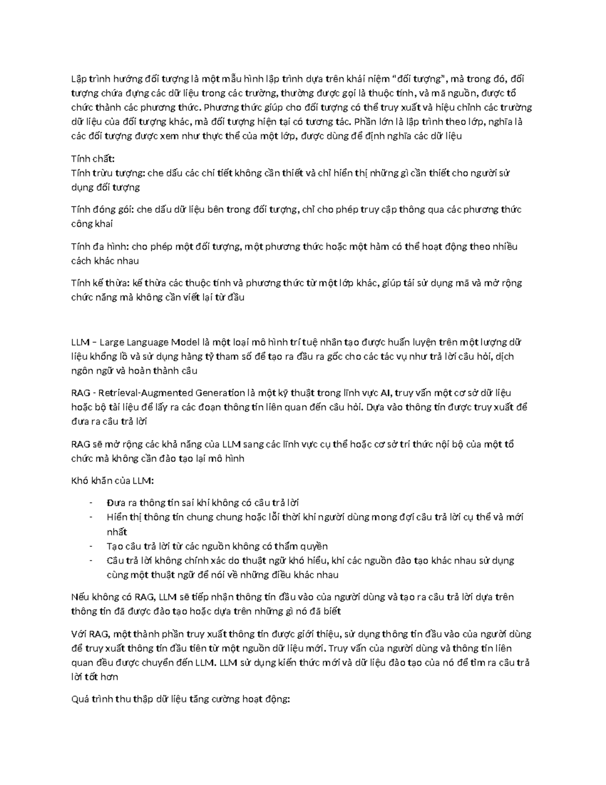 Lập trình Hướng Đối Tượng và Mô Hình LLM RAG trong AI - Studocu