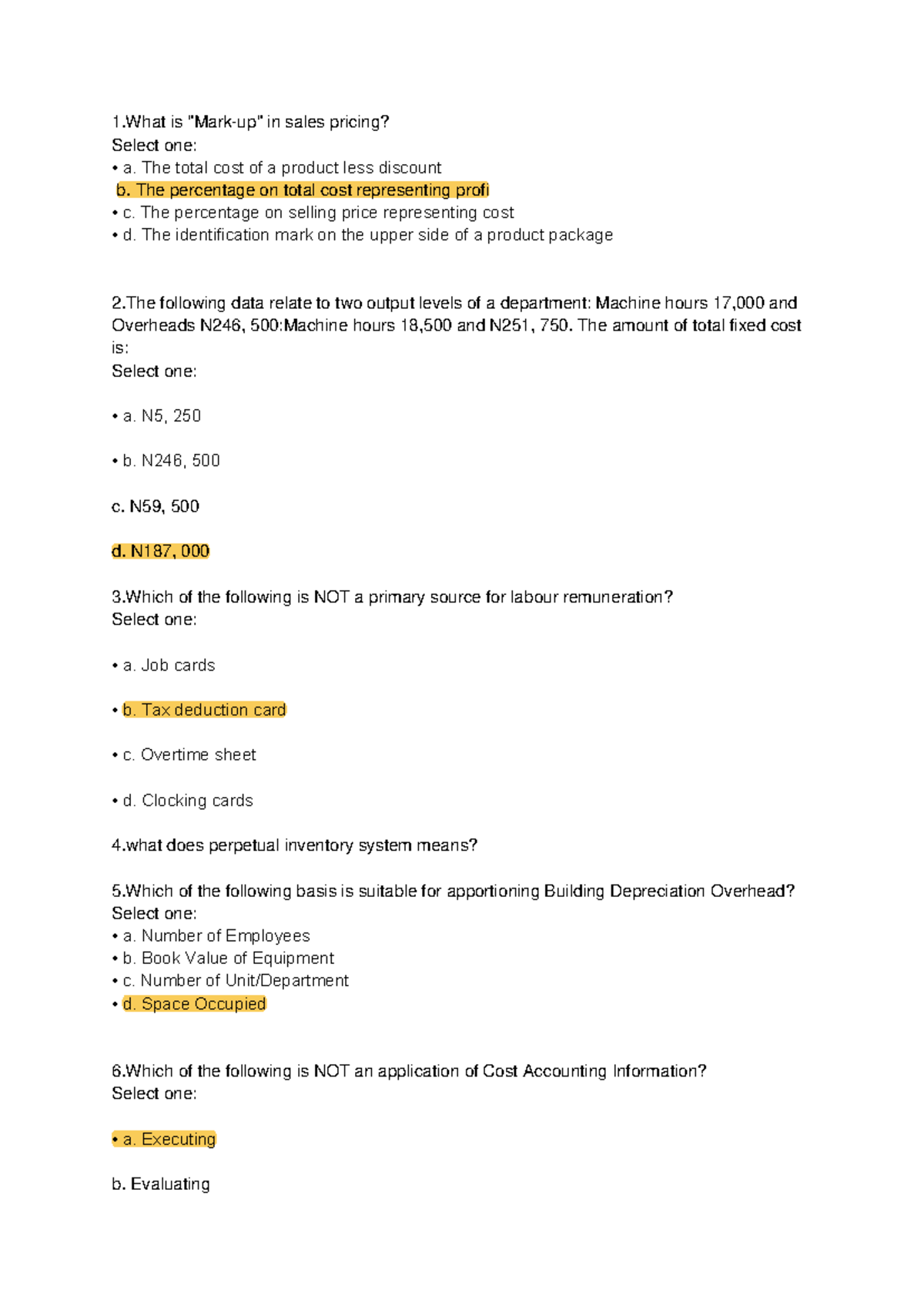 ACC221 Test Questions: Sales Pricing, Cost Accounting & Inventory ...