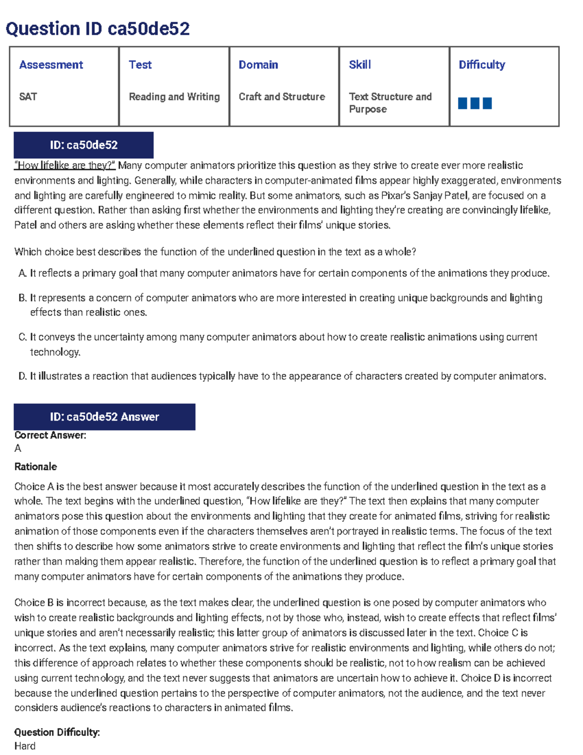 SAT Reading and Writing Assessment Test: Craft and Structure Analysis ...