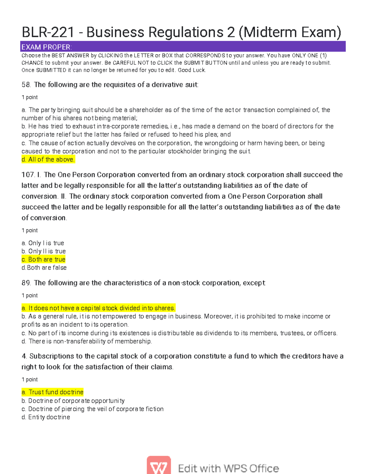 BLR 221 Midterm Exam - Business Law and Regulations Study Guide - Studocu