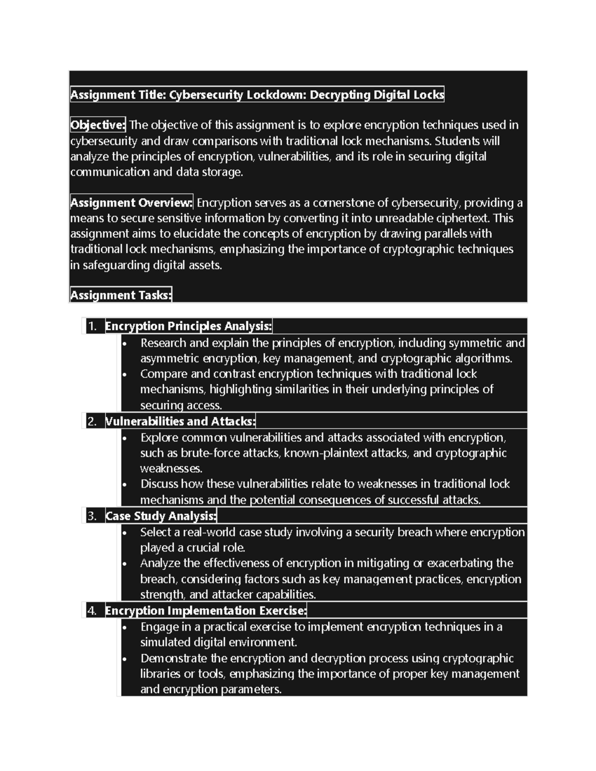 Assignment 17: Cybersecurity Encryption Techniques & Analysis - Studocu