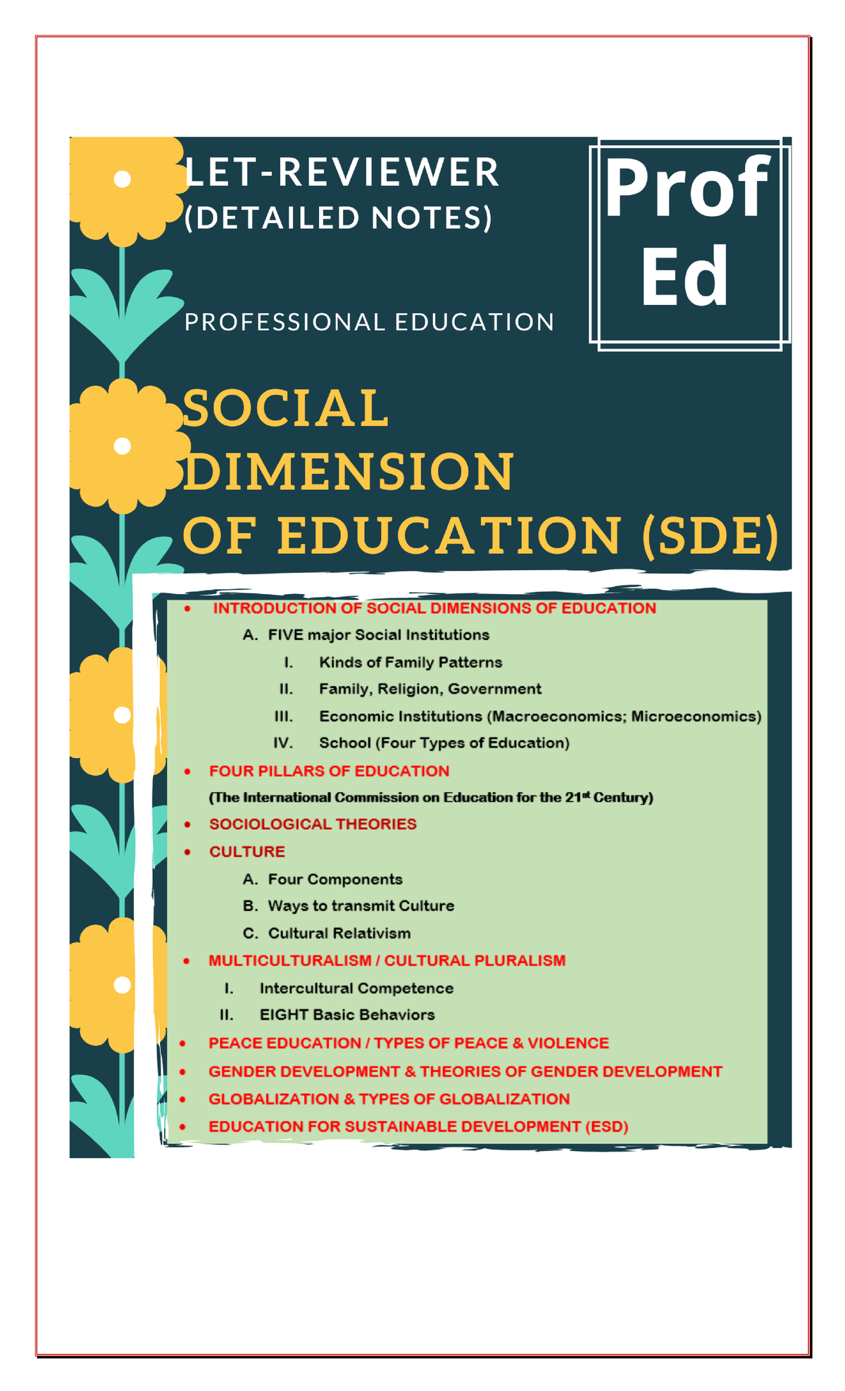 SOC 101: Social Dimensions of Education and Cultural Perspectives - Studocu