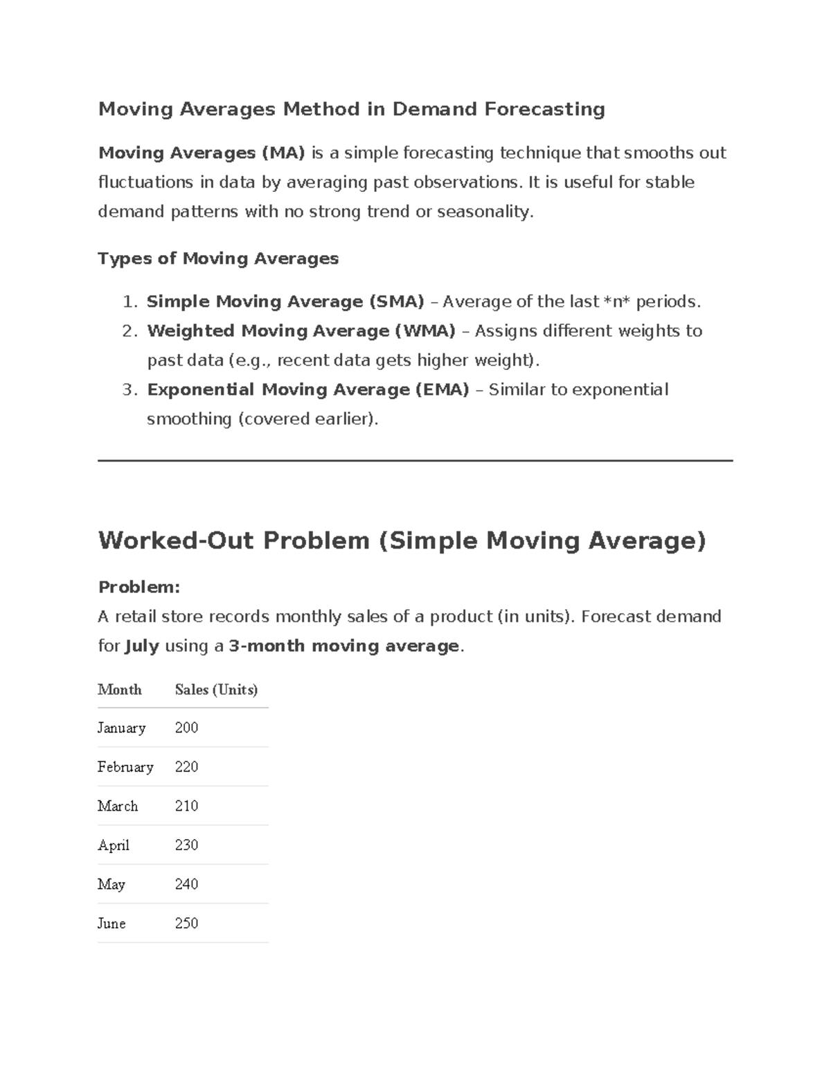 Moving Averages in Demand Forecasting - PGP Economics - Studocu