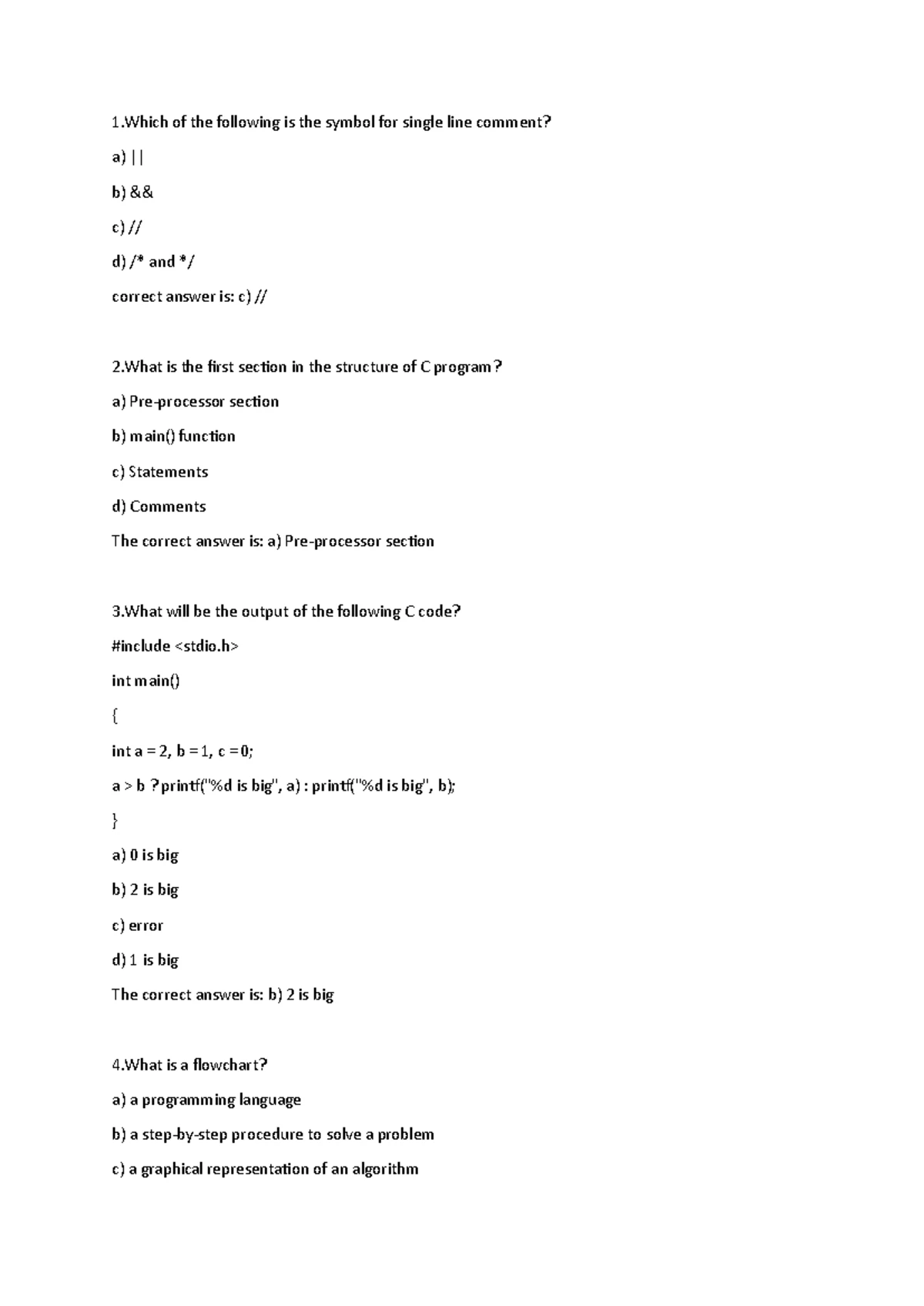 PPS Qbank - Key MCQs and Concepts in C & Python Programming - Studocu