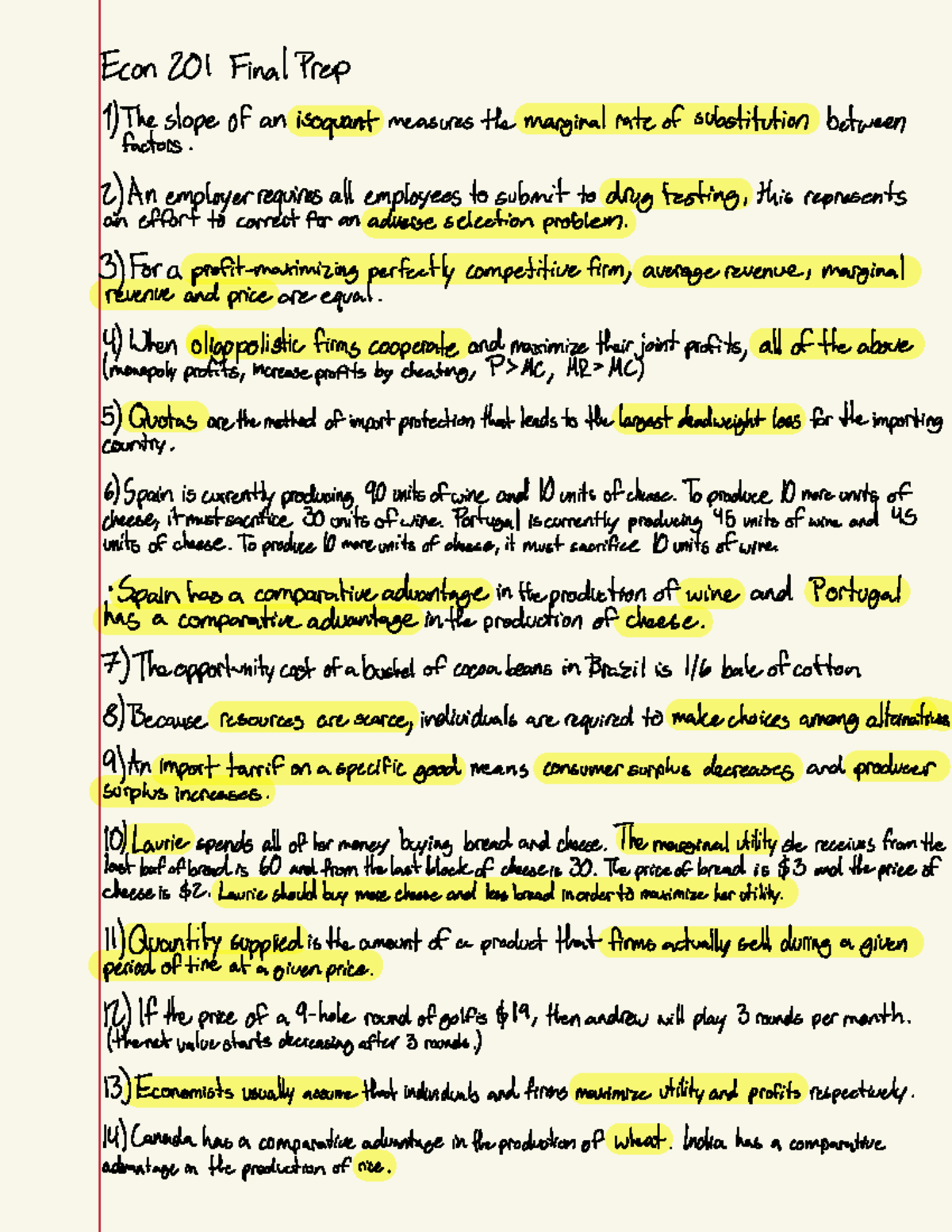 ECON 201 Final Exam Study Notes: Key Concepts and Insights - Studocu