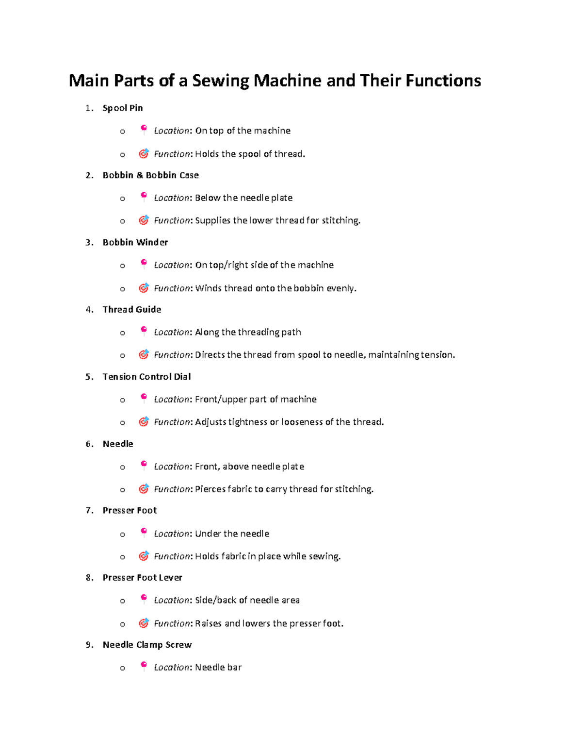 Sewing Machine Components & Functions: A Comprehensive Guide - Studocu