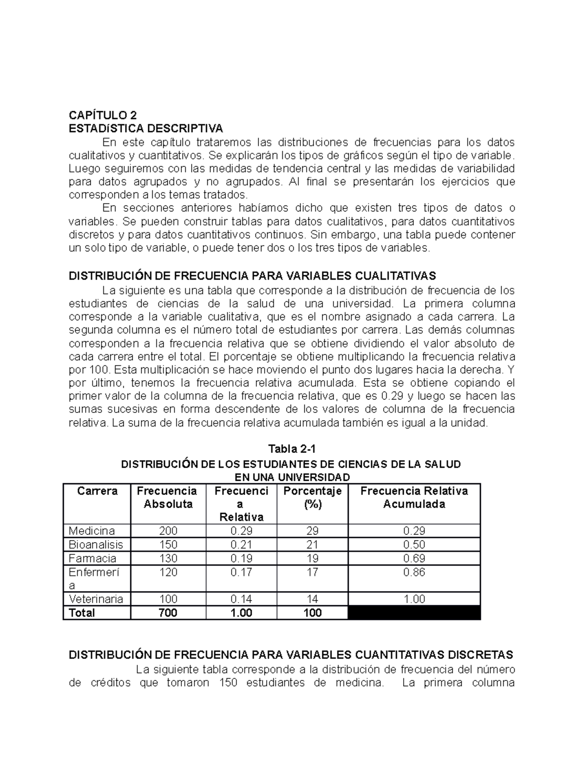 Capítulo 2 - Estadística Descriptiva y Distribuciones de Frecuencia - Document Preview
