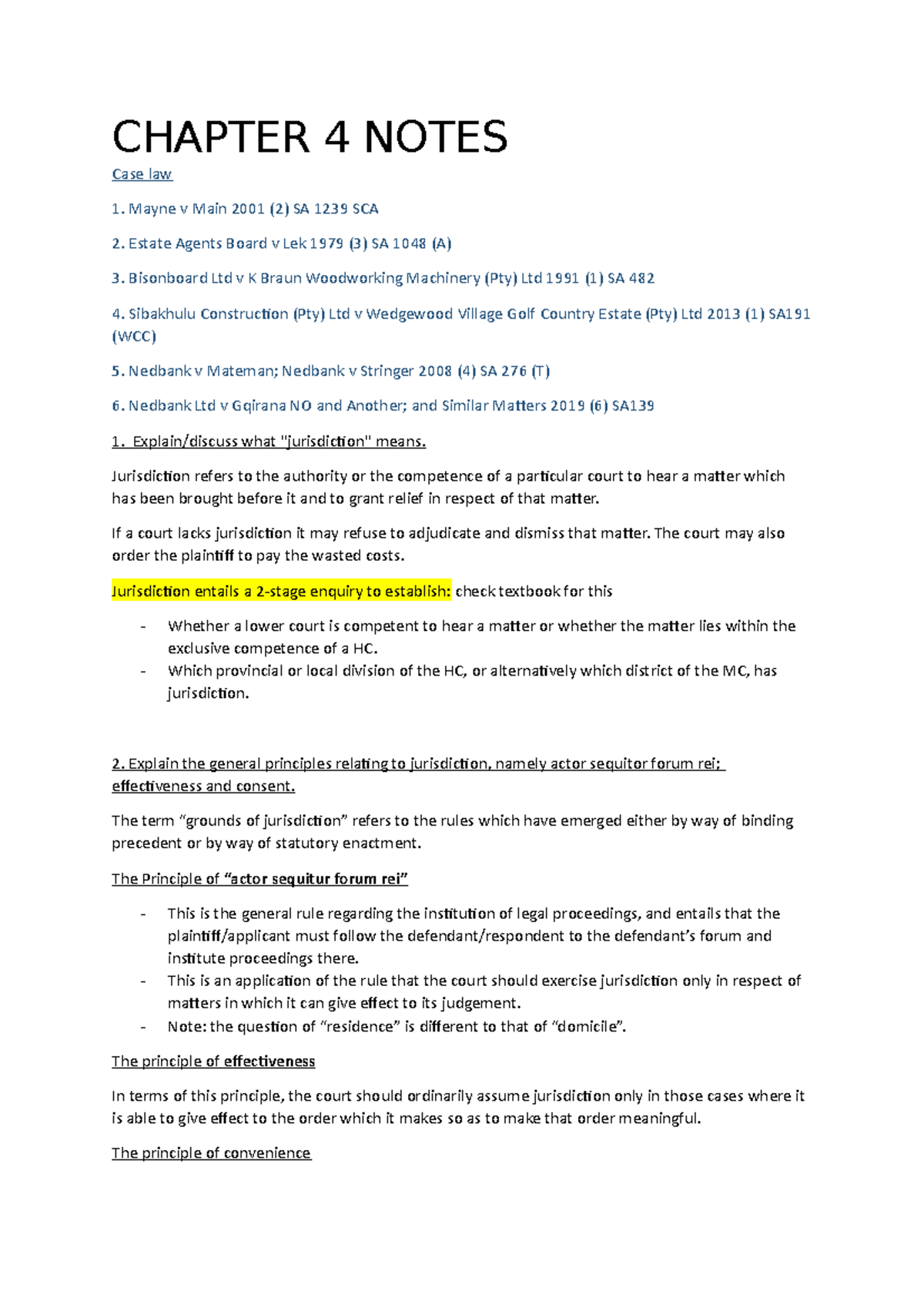 Jurisdiction Principles and Case Law Review (Law 101) - Chapter 4 Notes ...