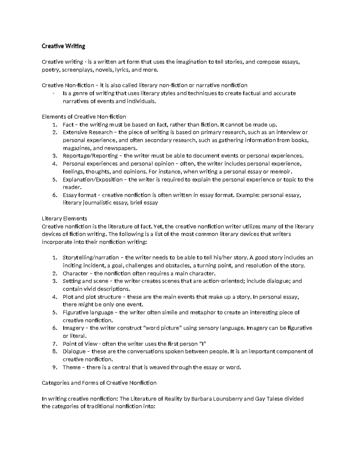 Creative writing outline - Creative Writing Creative writing - is a ...