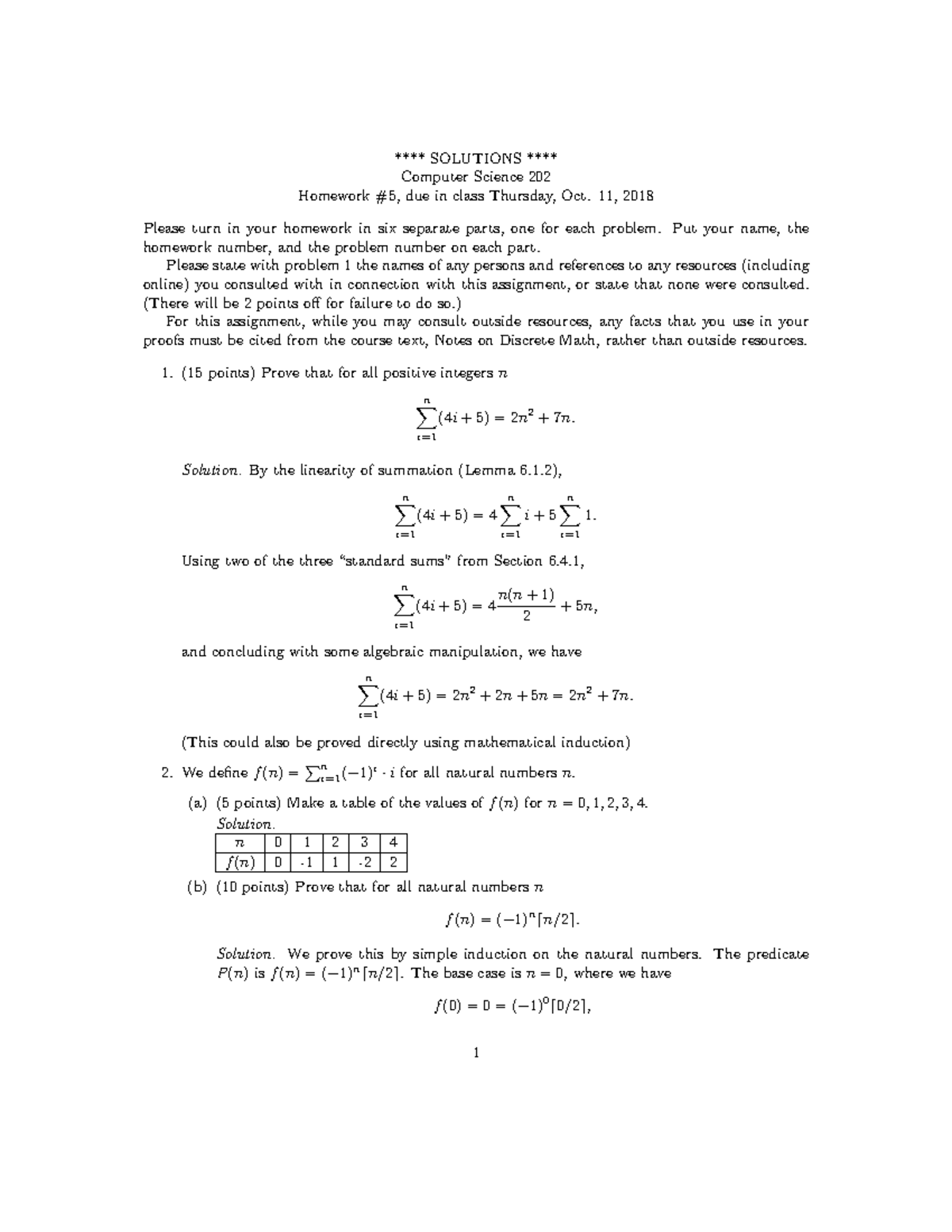 Hw5-solution - Homework 5 solutions - **** SOLUTIONS **** Computer ...