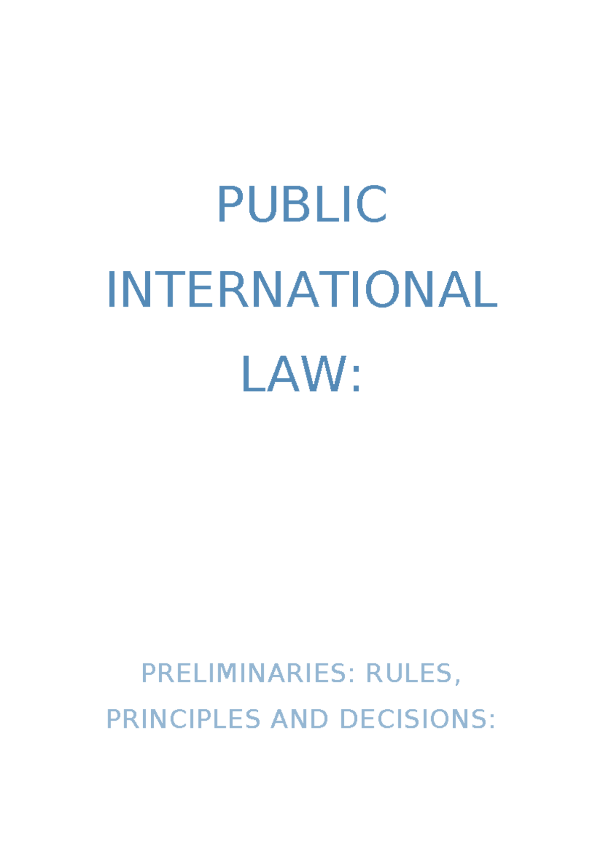 Public International Law: Rules, Principles, and Key Concepts - Studocu