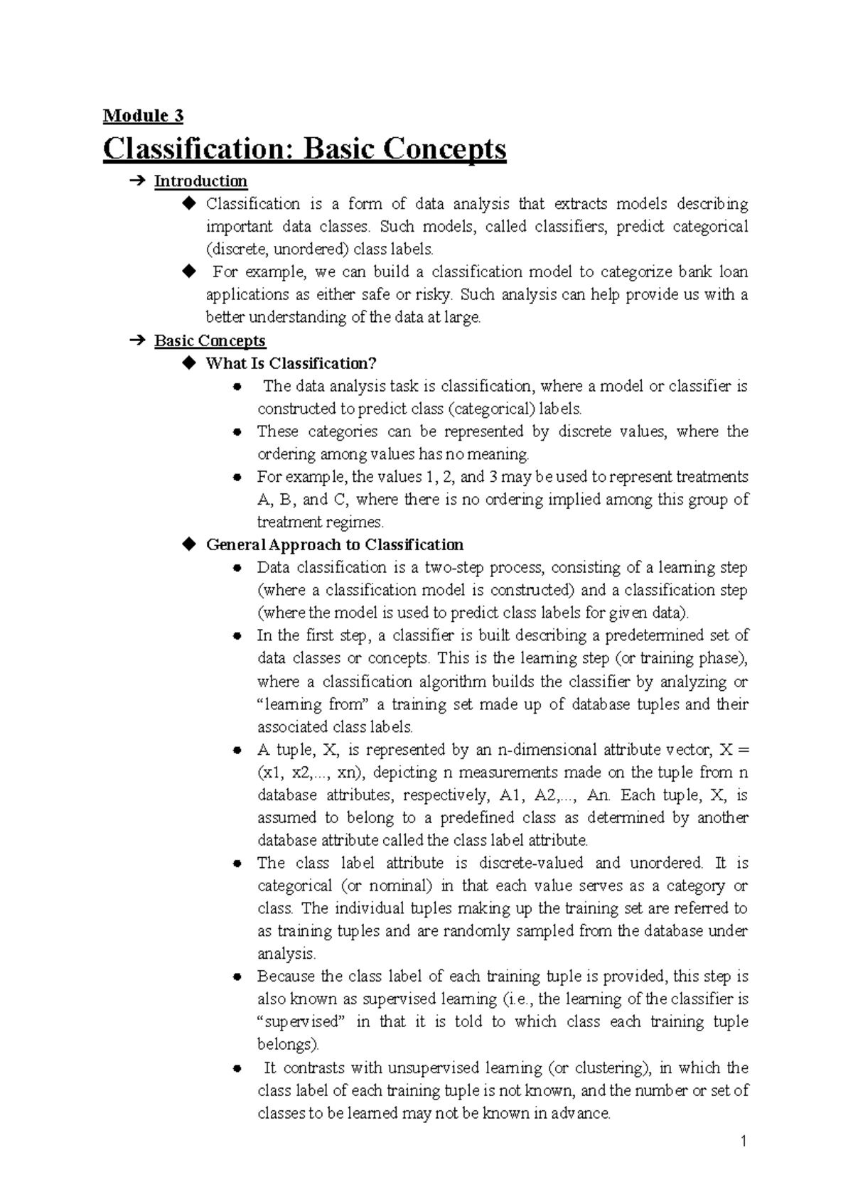 Module 3: Classification Basics - Key Concepts and Techniques - Studocu