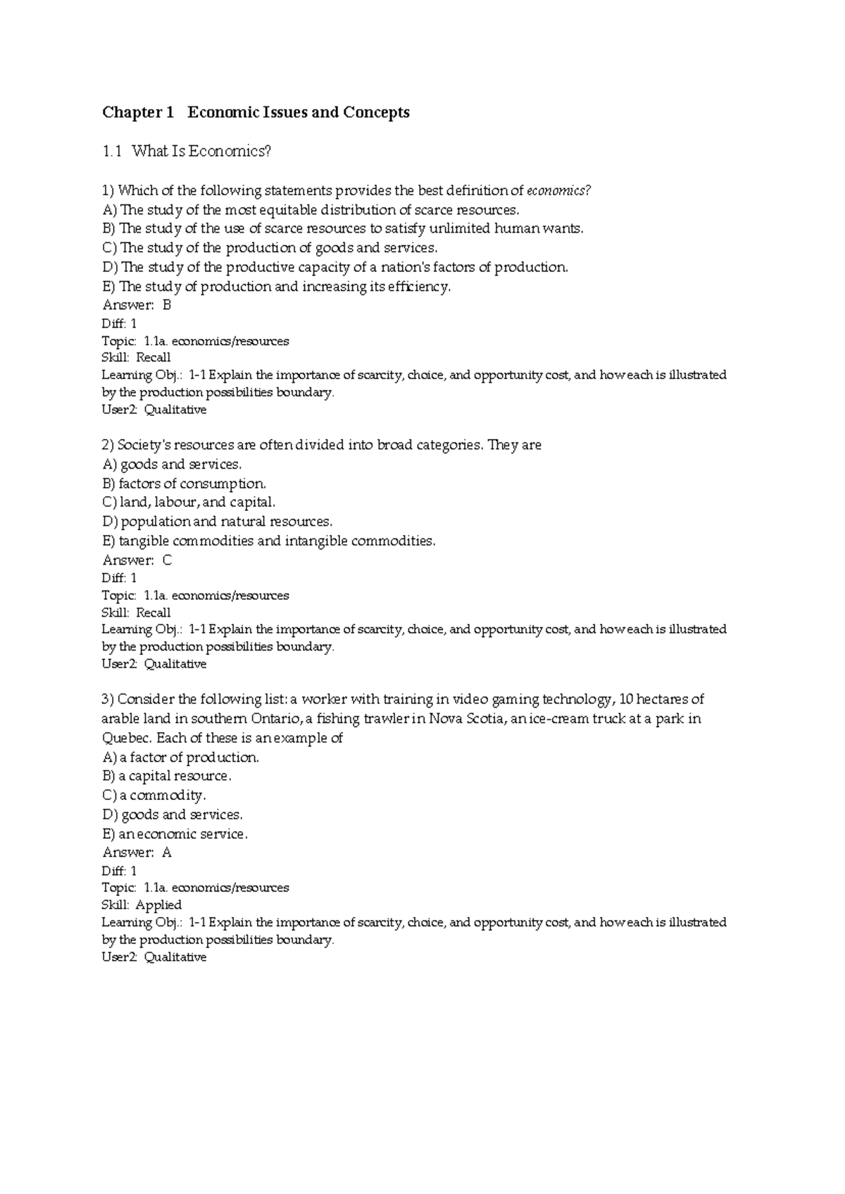 Chapter 1 Economic Issues and Concepts (Part 1) - Chapter 1 Economic ...