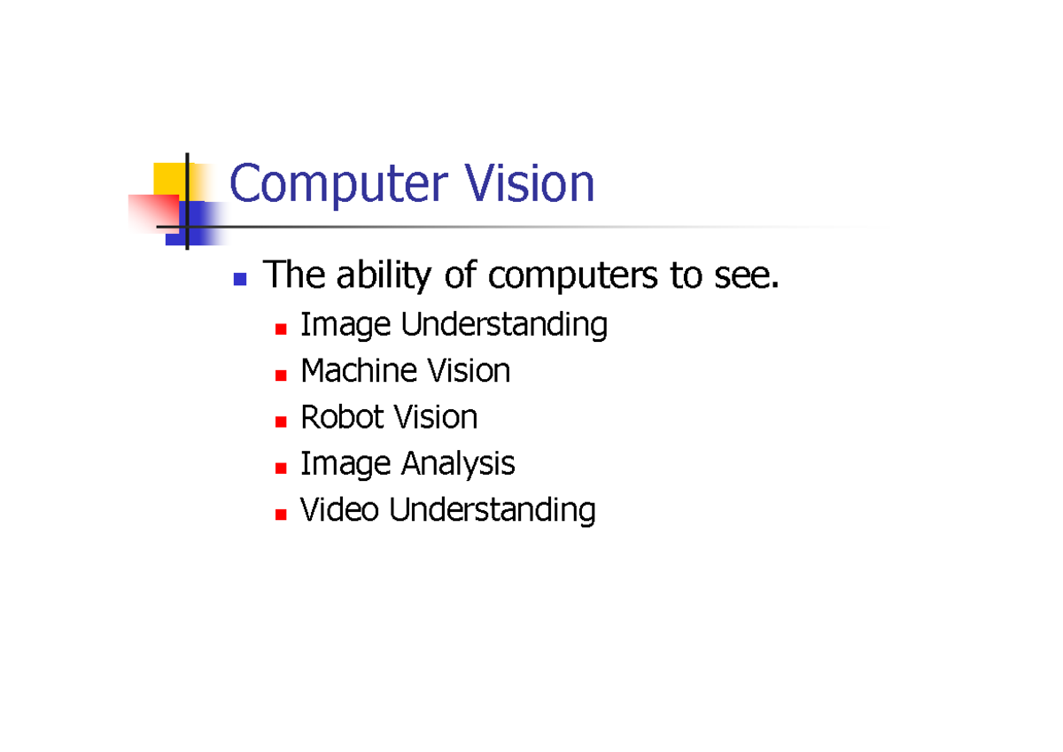 Intro to CV - Lecture Notes on Computer Vision Concepts - Studocu