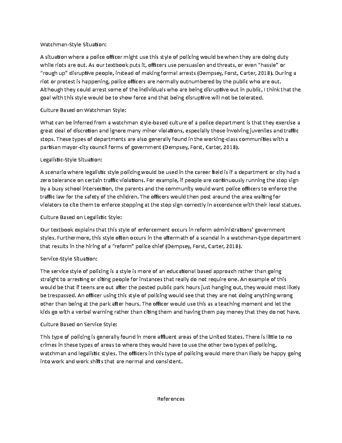 CJS 204 Module Two Assignment: Policing Styles and Their Cultures - Studocu