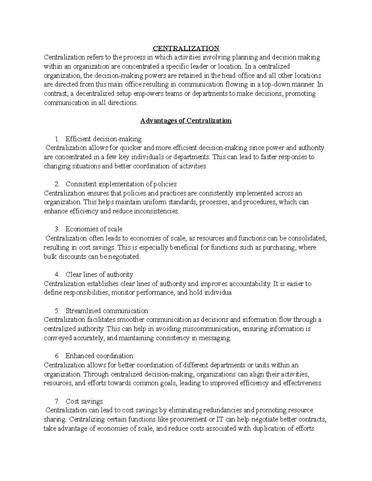 Centralization AND Decentralization - CENTRALIZATION Centralization ...