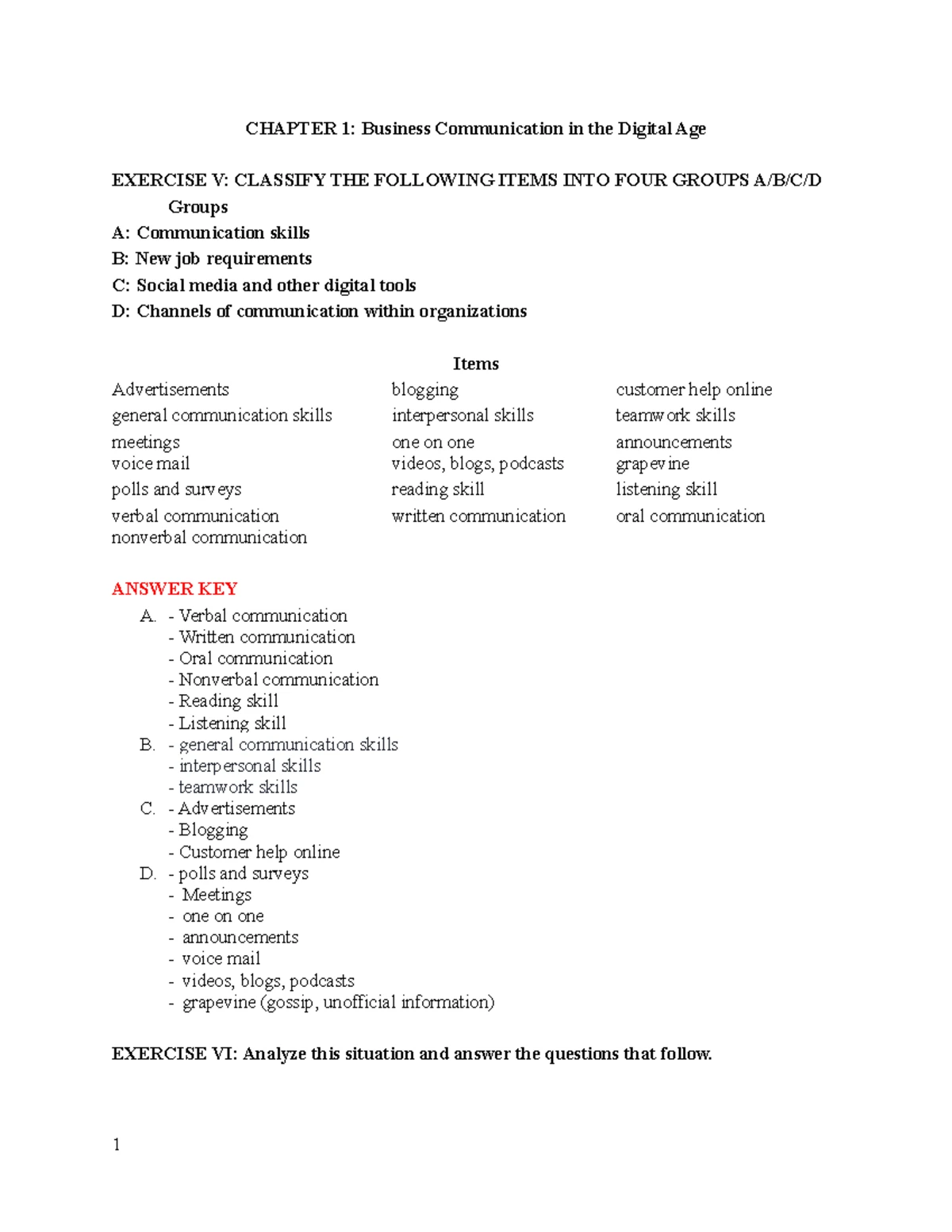 Chapter 3 - chap 3 - CHAPTER 3: INTERCULTURAL COMMUNICATION Exercise I ...