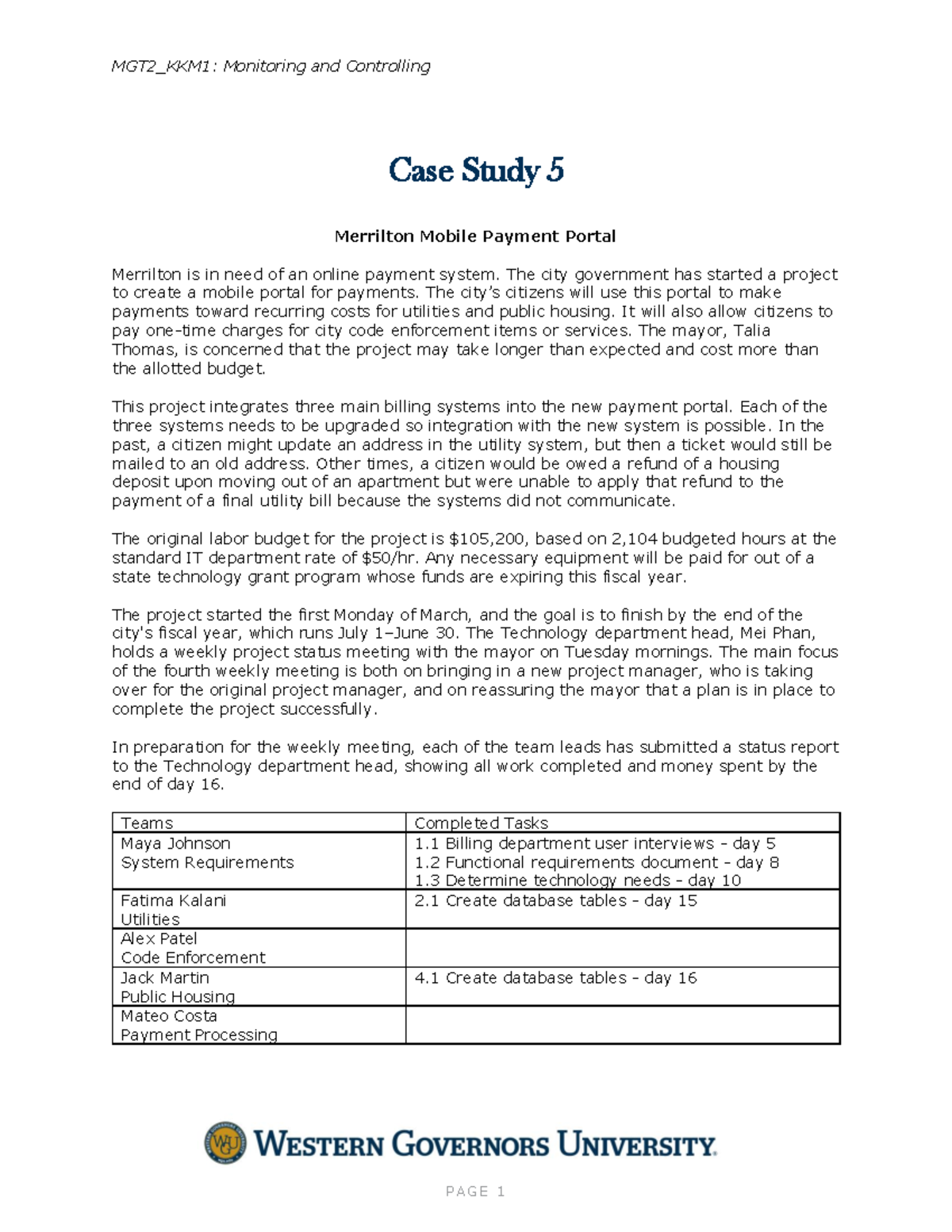 MGT2_KKM1: Case Study 5 - Merrilton Mobile Payment Portal - Studocu