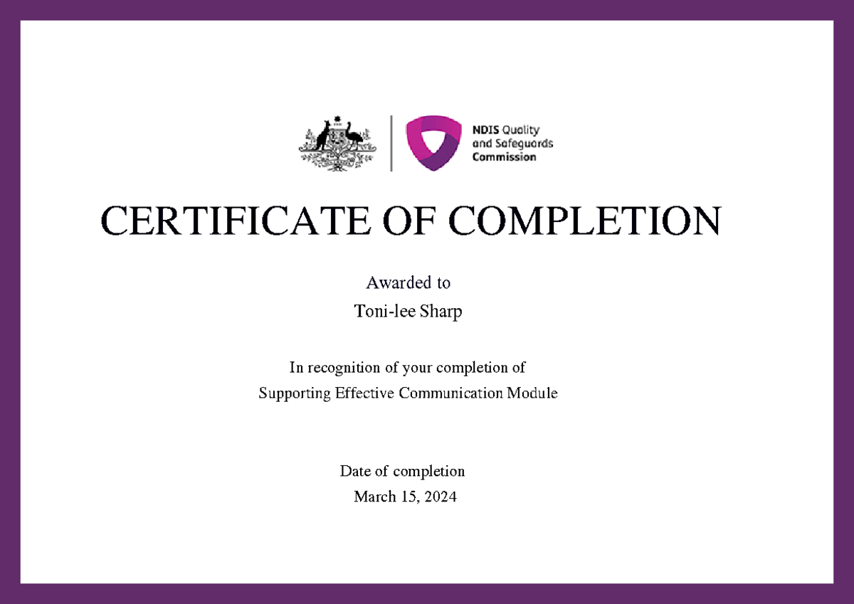 Supporting Effective Communication Module Completion Certificate ...