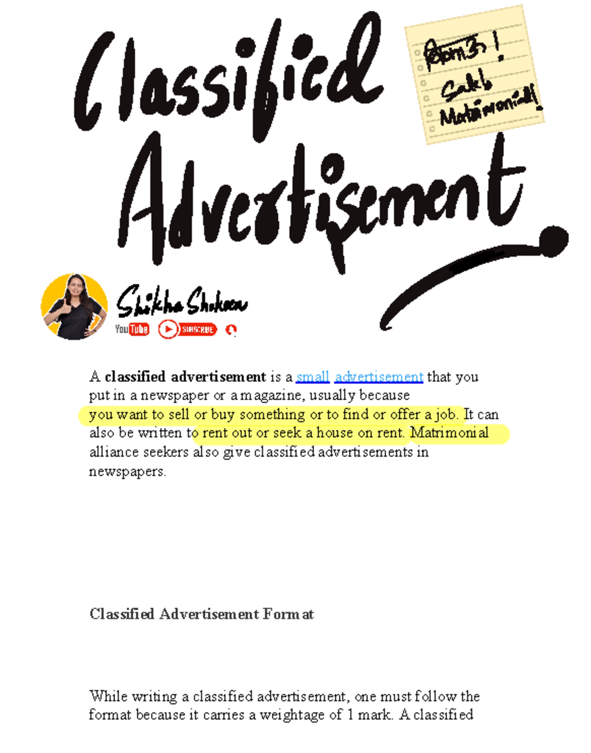 Classified Advertisement Guide: Formats and Examples for Effective Ads ...