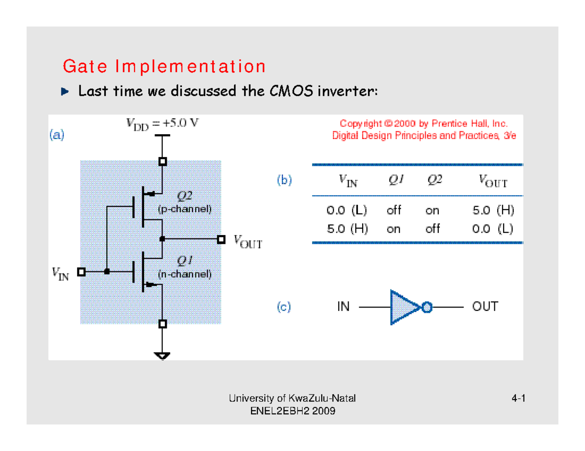 ENEL2EBH2 Dig Notes 2: CMOS Logic & Gate Implementation - Studocu