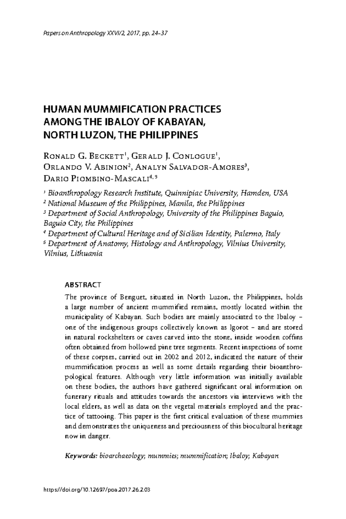 Ibaloy Mummification Methods and Rituals: Insights from Kabayan - Studocu