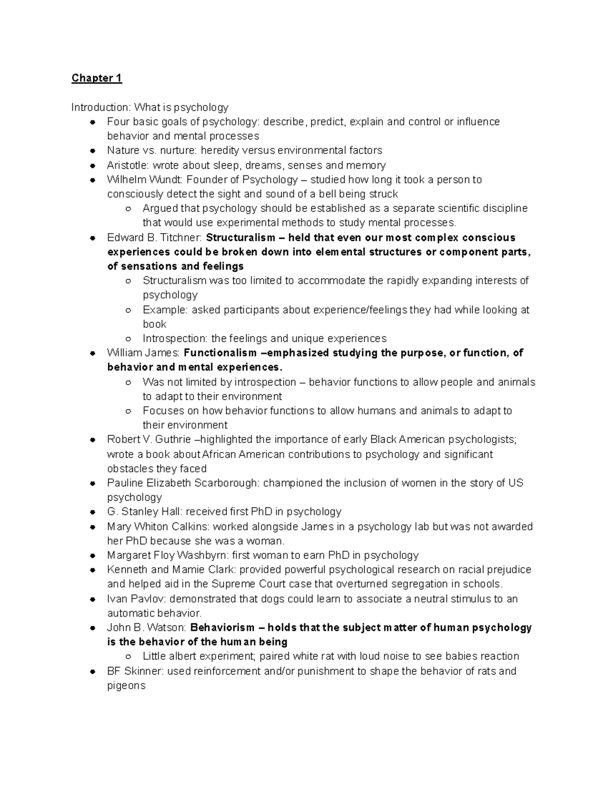 Chapter 1 - Introduction to Psychology Concepts and Theories - Studocu