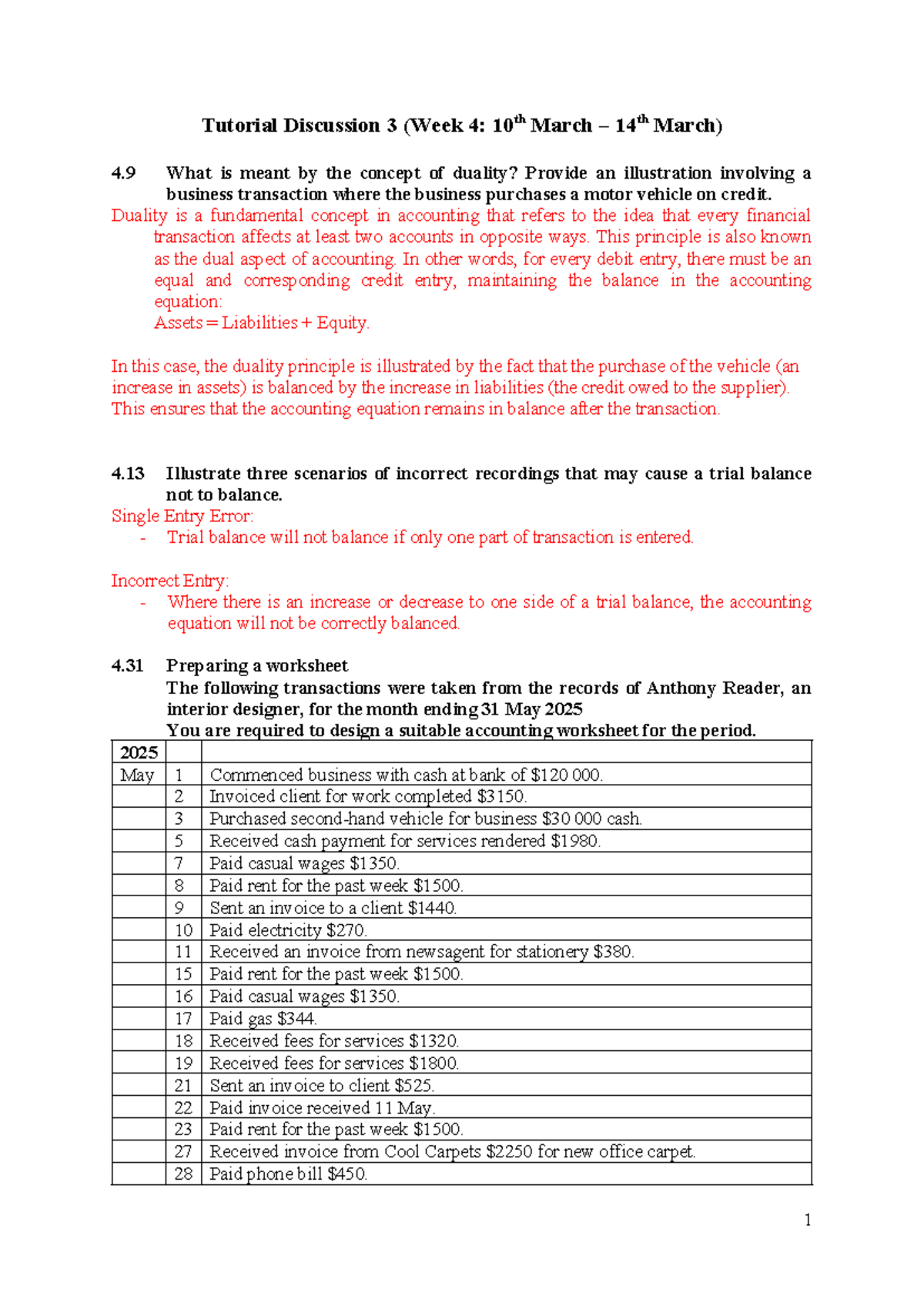 BUSN Tutorial Discussion 3 Qs - Tutorial Discussion 3 (Week 4: 10th ...