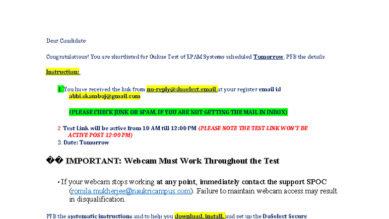 Test Instructions for EPAM Systems Online Test - Studocu